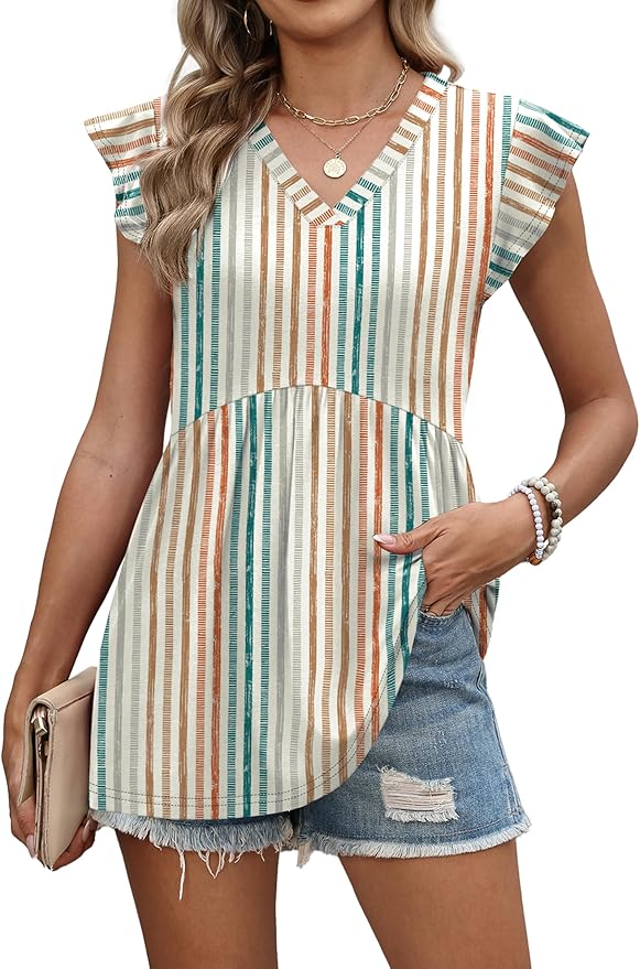 WIHOLL Womens Summer Tops 2026 Babydoll Shirts Ruffle Sleeve Spring Outfits Dressy Casual Blouses