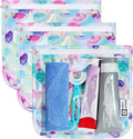 HIONXMGA TSA Approved Toiletry Bag, Set of 3 Clear Travel Toiletry Bag Quart Size Zipper Travel Pouch, Waterproof Makeup Cosmetic Bag for Women Men Kids Toiletries Carry on, Watercolor Large