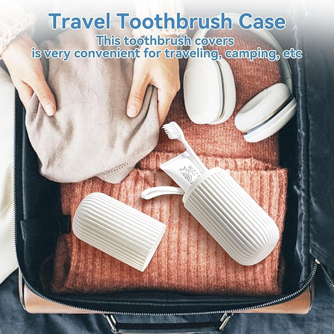 Cyrank Toothbrush Travel Case, Travel Toothbrush Holder, White, 7.7*2.4in
