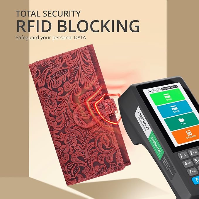 Real Leather Women Wallet Leather with RFID Blocking -Trifold Card Holder Designer Ladies Clutch with ID Window Wallets