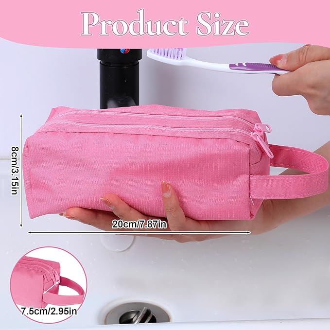 2Pcs Toothbrush Travel Bag, Toothbrush Pouch, Oxford Mini Toiletry Bag, Double-Layer Toothbrushes Bag Pouch with Reinforced Handle for Vacation, Gym