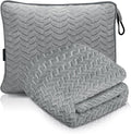 Proglobe Travel Blanket and Pillow - Ultra Soft Lightweight Fleece Blanket for Airplane, Car, Camping, Bus, Travel - Portable Cozy Blanket for Men, Women, Kids - Grey 42" x 68"