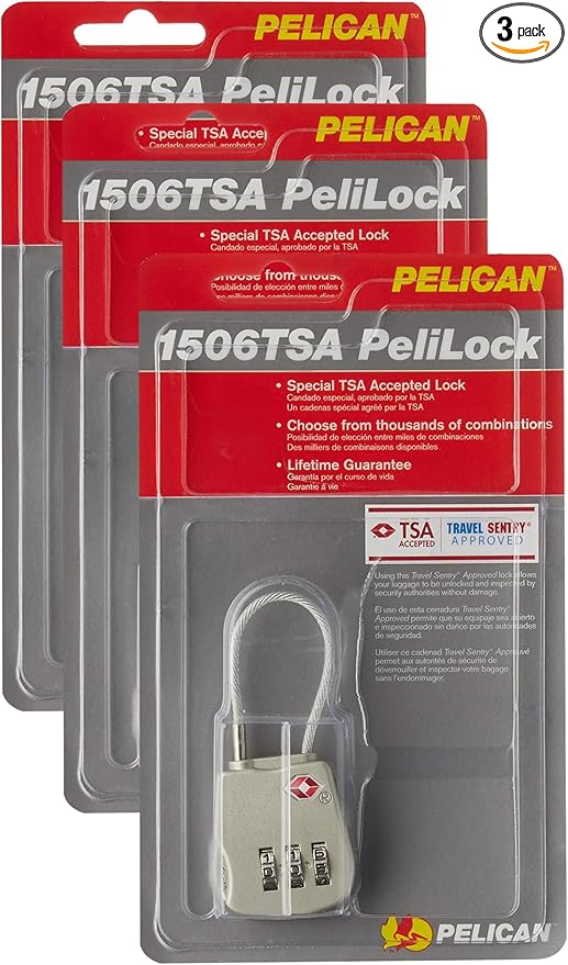 Pelican 1500-518-000 1506 TSA Lock, Gray (Pack of 3)