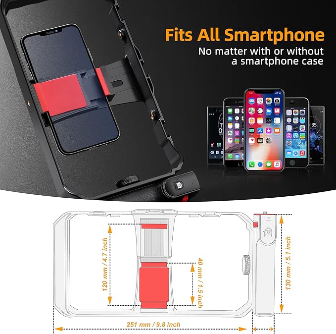 Zeadio All-in-One Smartphone Camera Stabilizer Kit, Portable Handheld Video Rig with RGB Video Light and Microphone, Fits for All Camcorder, Camera, DSLR and All iPhone and Android Smartphones