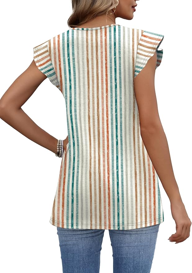 WIHOLL Womens Summer Tops 2026 Babydoll Shirts Ruffle Sleeve Spring Outfits Dressy Casual Blouses