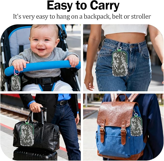 Hand Sanitizer Spray Case,Compatible with Popular Sanitizers,Zipper Pouch for Hand Sanitizer,Cute Fashion Accessories with Snap Hook for Glow Mist and Power Mist 1FL OZ,Suitable for Outdoor (Camo)