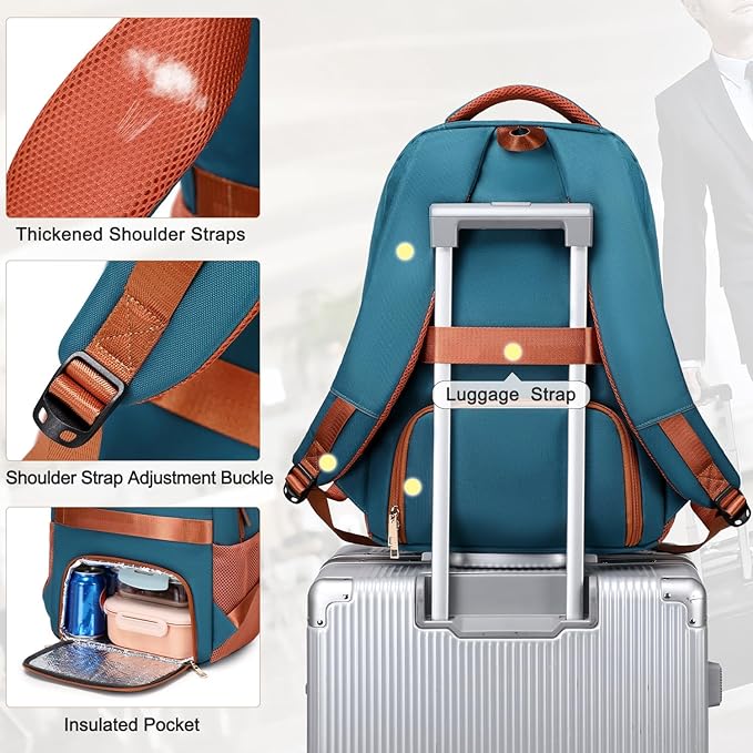 BOVIP Travel Backpack For Men Women,40L Carry On Backpack Flight Approved,TSA Personal Item Travel Bag Fits 17 Inch Laptop,Business Weekender Overnight Daypack Dark Green