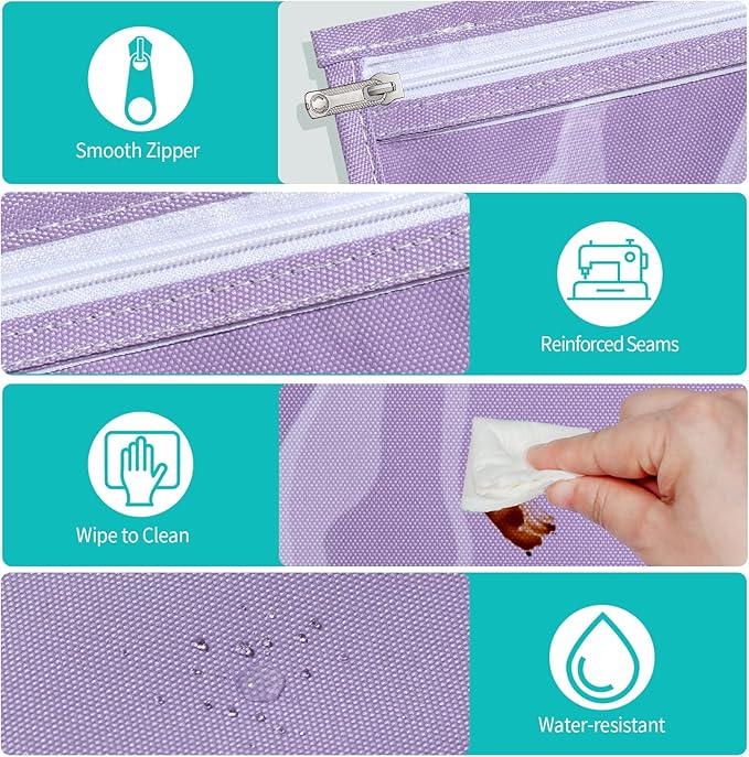 HIONXMGA TSA Approved Toiletry Bag, Set of 3 Clear Travel Toiletry Bag Quart Size Zipper Travel Pouch, Waterproof Makeup Cosmetic Bag for Women Men Kids Toiletries Carry on, Purple Large