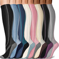 Sooverki Copper Compression Socks for Men & Women 8 Pack 15-20mmHg - Knee High Stockings Best Support for Running Athletic