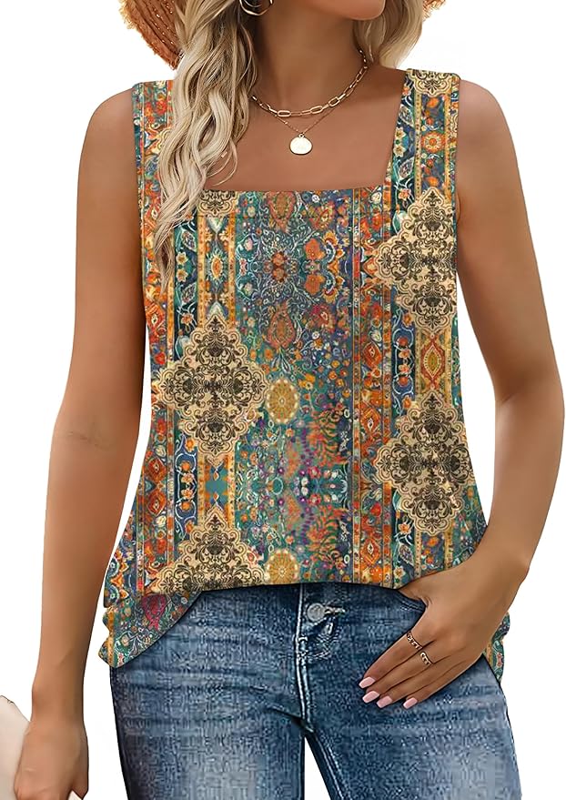 WIHOLL Women's Square Neck Tank Top