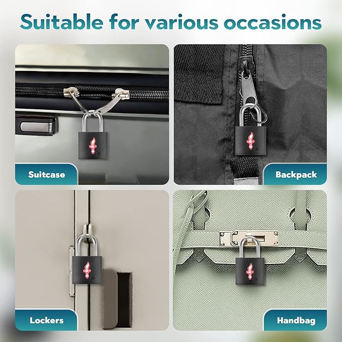 6 Pack Black TSA Luggage Locks with Key, TSA Approved for Backpacks, Bags and Luggage, 6 Pack Travel tag