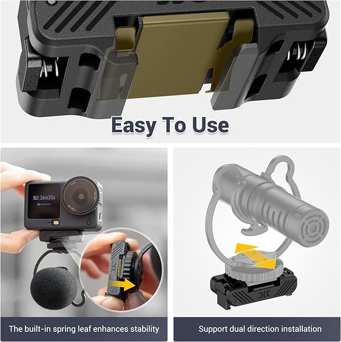 JJC Osmo Action 6 Cold Shoe Expansion Kit for DJI Osmo Action 6 / Nano Accessories, Quick-Release Cold Shoe Extension Adapter Ports Compatible with Action6, Heavy Duty Nylon Hot Shoe Mount Base