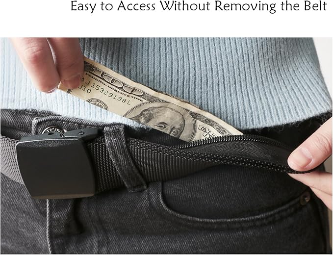 SUOSDEY Travel Money Belt, Nylon Hidden Money Pocket Belt with Plastic Buckle