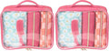 Conair 5 Piece Toiletry and Cosmetic Bag Set Under $30, Includes 4 Makeup Bags and 1 Travel Comb in Pink and Daisy Prints (Pack of 2)