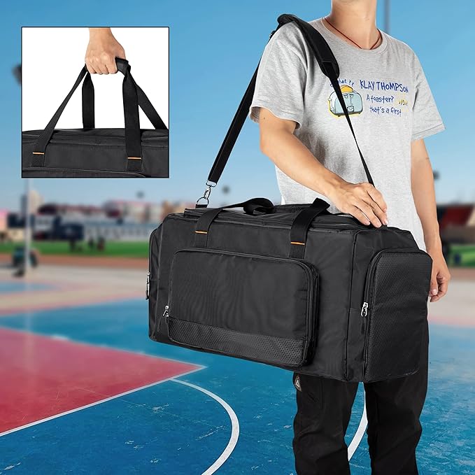DSLEAF Sneaker Bag for 4 Pairs of US Size 14 Men's Shoes, Shoe Duffle Bag with 3 Adjustable Dividers, Sneak Travel Bag with Shoulder Straps for Comfort Carrying…