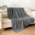KyraHome 100% Cotton Throw Blanket for Couch, 60"x80" Large Muslin Blankets for Adults, Plant-Dyed, Breathable Cozy Lightweight Summer Blanket, Picnic, Travel, All Season, Dark Grey