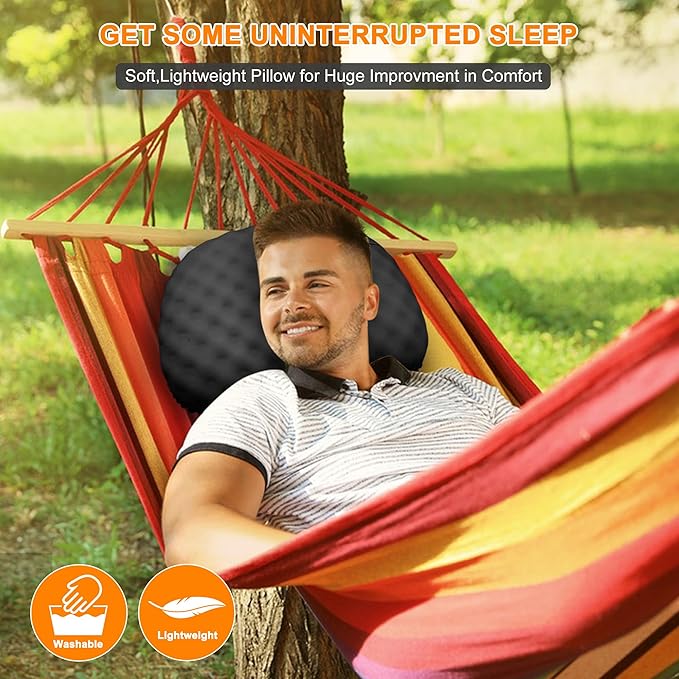 Ultralight Inflatable Camping Pillow with Soft Cover, Compact Compressible Portable Travel Air Pillow, Blow Up Camp Pillows for Outdoor Camp Sport Hiking Backpacking Travel Essential Black