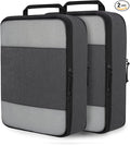 Compression Packing Cubes for Travel Essentials, 2 Set Expandable Compression Bags for Travel Packing Cubes for Suitcase Luggage Organizer Bags, Black Mesh