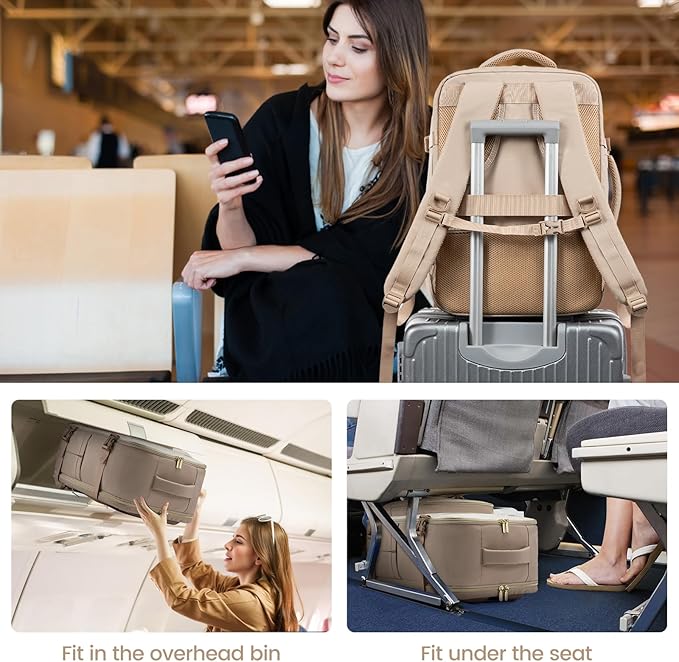 LOVEVOOK Travel Backpack For Women,50L Carry On Backpack Flight Approved,TSA Personal Item Travel Bag Fits 18 Inch Laptop,Business Weekender Overnight Daypack with Toiletry Bag and Cubes