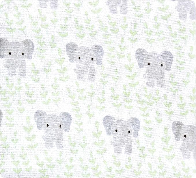 Hudson Baby Unisex Baby Cotton Flannel Receiving Blankets 4-Pack, Leafy Elephant, One Size