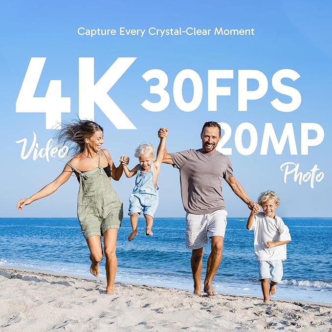 AKASO Brave 4 Action Camera with 64GB MicroSDXC U3 Card 4K30FPS 20MP Ultra HD 131FT Waterproof Underwater Camera EIS WiFi Remote Control 5X Zoom Sport Camera with Motorcycle Bicycle Accessories Kit