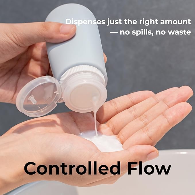 Travel Bottles for Toiletries TSA Approved Travel Size Containers BPA Free Leak Proof Refillable Liquid Silicone Squeezable Travel & HDPE Translucent Flip Top Bottles (Silicone & HDPE Flip Top)