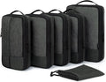 BAGSMART Compression Packing Cubes, Durable Travel Packing Cubes for Carry-On Suitcase, Lightweight Compressible Luggage Organizer Cruise Ship Travel Essentials, 6-Pack 1L+3M+1S+Shoe Bag, Black