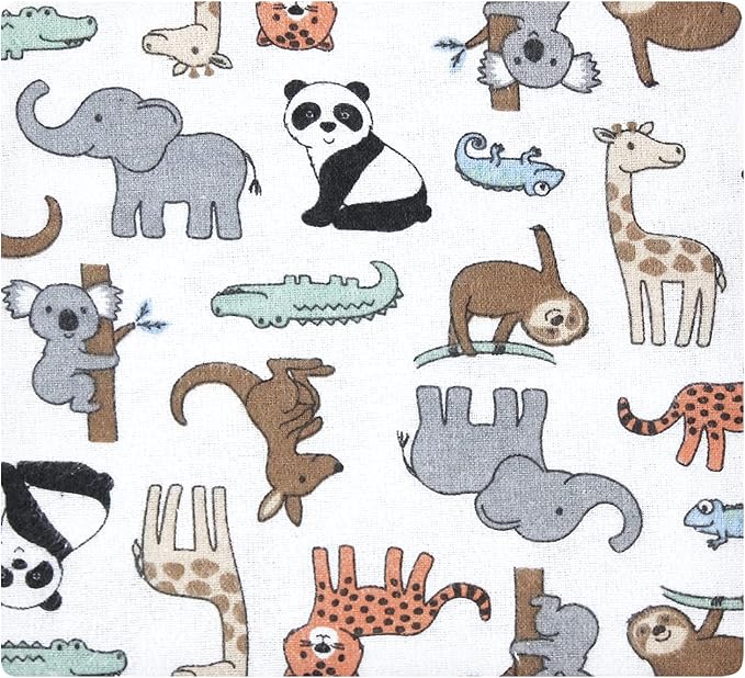 Hudson Baby Unisex Baby Cotton Flannel Receiving Blankets Bundle, Zoo Animals, One Size (Pack of 2)