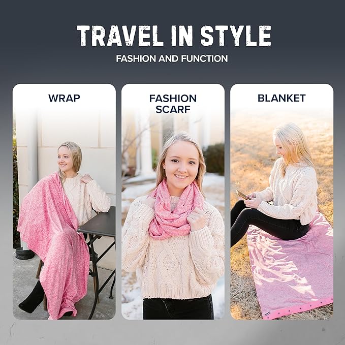Zero Grid Infinity Travel Scarf Loop with Hidden Zipper Pockets for Passport, Phone, Cash, Cards