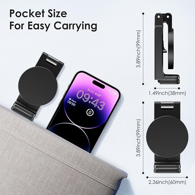CreaDream 2 Pack Airplane Phone Holder Mount for Magsafe, Plane Travel Essentials Foldable Phone Stand with 360° Rotation, Women Men Long Flight Must Haves Travel Accessories for Desk, Tray Table