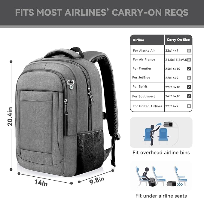 AREYTECO Travel Backpack, 18.4 Inch Extra Large Laptop Backpack Airline Approved, Business Anti Theft Sturdy Work Computer College High School Backpack Bag Fits 18 Inch Notebook for Men Women, Grey