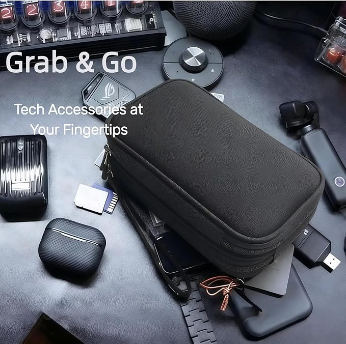 Portable Waterproof Double Layers All-in-One Storage Bag, Travel Cord Organizer，Electronics Accessories Organizer Pouch Bag for Accessories,Charger, USB Cable, Gadget (black)