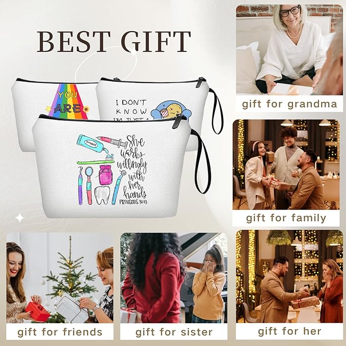 Dental Hygienist Dentist Assistant Teeth Appreciation Thank You Gifts for Female Friend Sister Coworkers Small Cosmetic Makeup Bag Christmas