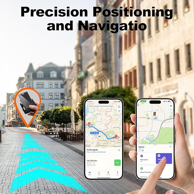 [Apple MFi Certified] 4 Pack Wallet Tracker Card with Apple Find My (iOS Only) Rechargeable Air Tracker Tags Bluetooth Wallet Finder IP68 Waterproof GPS Tracker Item Finder for Keys, Bags, Passport