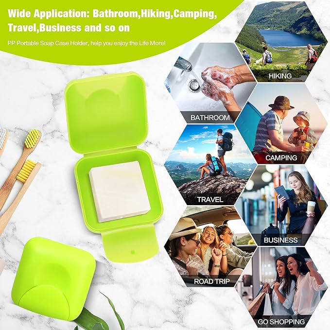 2 Pcs Small Size Plastic Soap Case Holder Container Box Home Outdoor Hiking Camping Travel,2.75 * 2.75 * 1.65 inch Lime Green