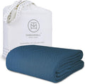 Threadmill Luxury Cotton Blankets for Queen Size Bed | All-Season 100% Cotton Queen Size Blanket | Herringbone Soft Breathable Fall Thermal Blanket fits Full Size Bed | Folkstone Blue