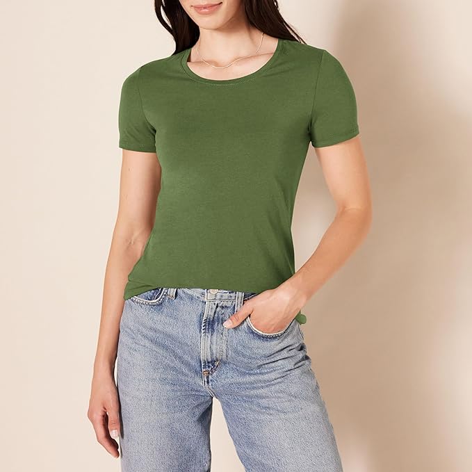 Amazon Essentials Women's Regular-Fit Short-Sleeve T-Shirt (Crewneck and V-Neck Options), Multipacks