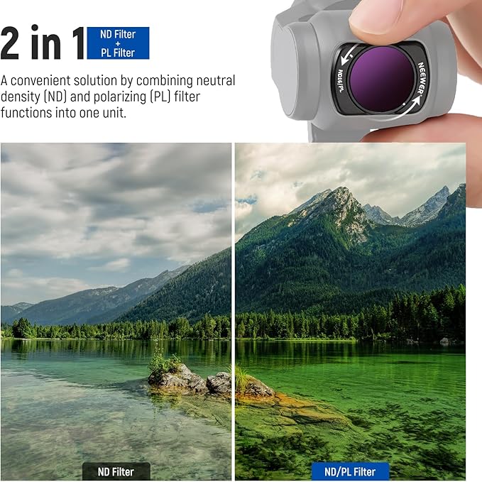 NEEWER 14 Pack Magnetic ND Filter Set + 2x Cleaning Cloth Compatible with DJI Osmo Pocket 4 Pocket 3, CPL ND8/16/32/64/128/256/1000 ND8/PL ND16/PL ND32/PL ND64/PL Black Diffusion 1/4 LPR Effect Filter