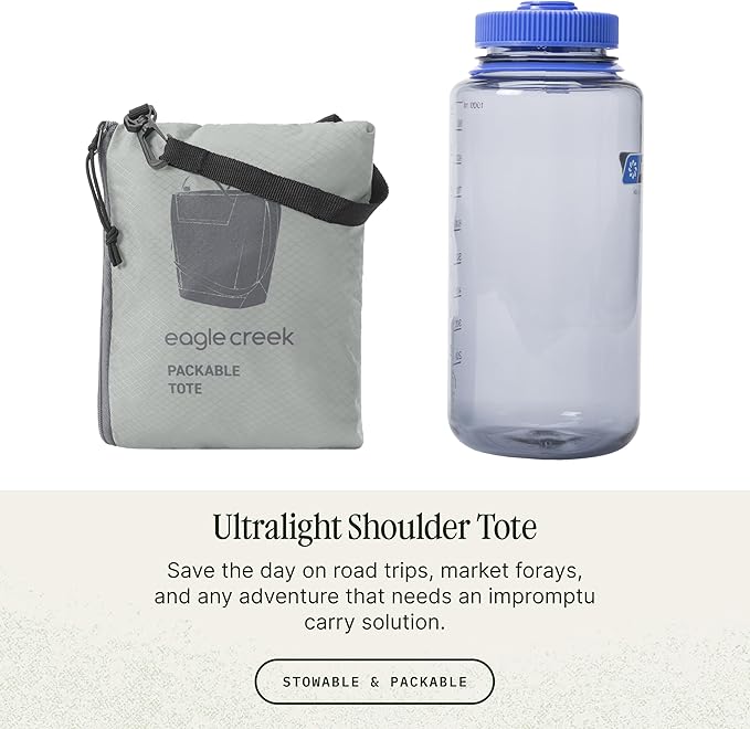 Eagle Creek Packable Tote Bag – Lightweight, Compact, Water-ResistantTote - Recycled Materials,Foldable Design, Easy Storage