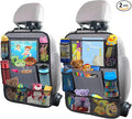 ULEEKA Car Backseat Organizer with 11" Table Holder, 10 Storage Pockets Seat Back Protectors Kick Mats for Kids Toddlers, Travel Accessories, 2 Pack, Gray