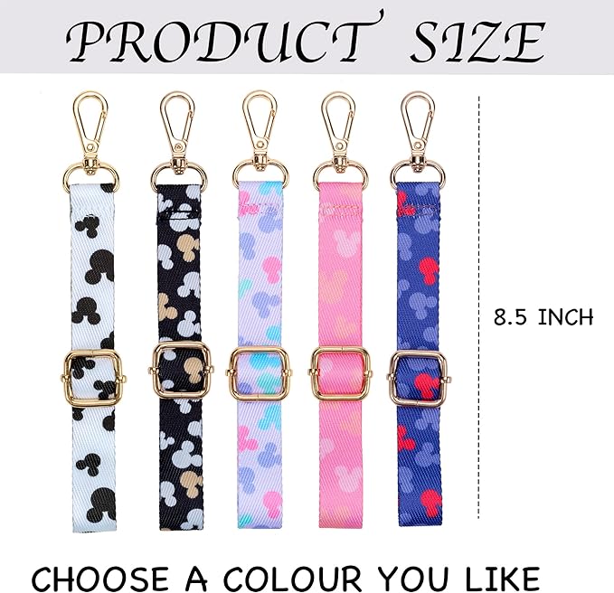 3PCS Mouse Ear Holder for Backpack Theme Park Trip Essentials Bag Charm Adjustable Keychain Lanyard Organizer Decor