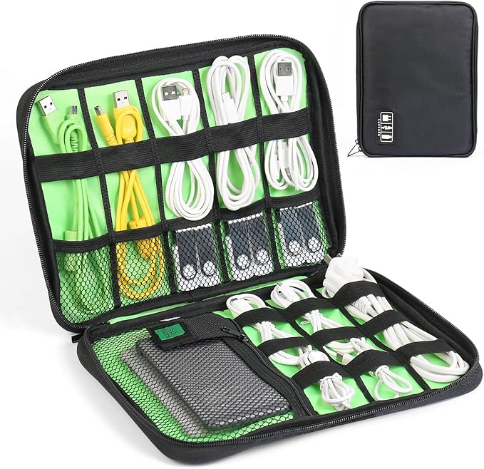 Luxtude Electronics Organizer Travel Case, Cable Organizer Bag, Portable Cord Organizer Travel, Travel Case for Chargers and Cords, Tech Bag, Flying Trip Essentials for Cable Storage/Tech Storage