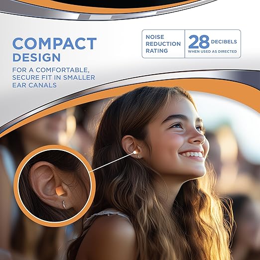 HEAROS Nanos NRR 28 Noise Cancelling Foam Ear Plugs - Extra Small Hearing Protection for Petite Ears - Ideal for Sleeping snoring Travel Concerts Sports Events and Shooting (25 Pairs)