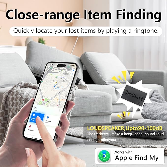 Ultra-Thin Air Tag 0.07in Wallet Tracker (Both iOS and Android) IP68 Bluetooth GPS Tracker for Bags Passport Works with Find My (Apple MFi Certified) & Google Find My Device - 5 Year Battery Life