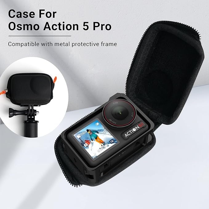 CYNOVA DJI Osmo Action 5 Pro Accessories Kit, Include DJI Osmo Action 5 Case, Action 5 Pro Screen Protector and Silicone Lens Cap, Anti-Scratch, Anti-Collision, Anti-Dust, All-Round Protection