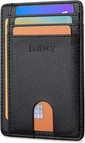 Buffway Slim Minimalist Front Pocket RFID Blocking Leather Wallets for Men and Women - Lichee Black