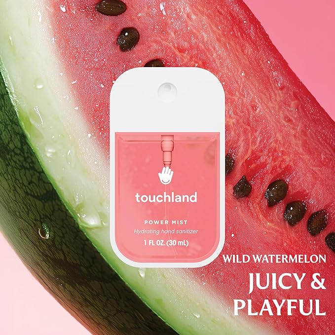 Touchland Hydrating Hand Sanitizer Spray – Fresh 5 Set (Frosted Mint, Citrus Grove, Lemon Lime, Aloe You, Wild Watermelon) – 5 x 1 FL OZ Travel Size Mists