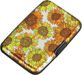 ELFISH Mini RFID Aluminum Wallet Credit Cards Holder Business Card Case Metal ID Case for Men Women(Sunflowers)