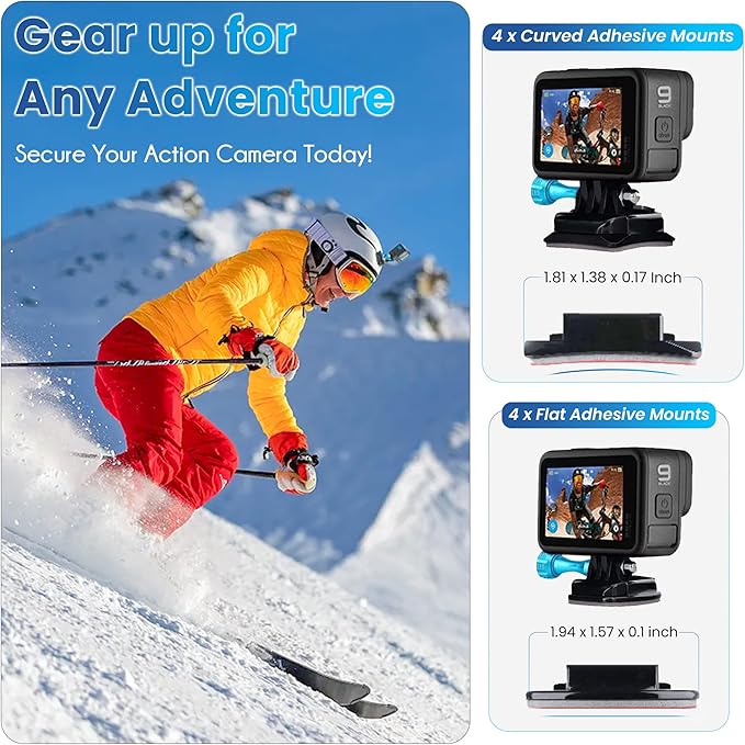 Helmet Mount Adhesive Sticky Pads for GoPro Hero 13 12 11 10 9 8 MAX Go Pro 7 6 5 4 3 2 1 Session Insta 360 DJI Osmo Campark SJCAM AKASO Action Cameras Buckle Mounts Adapter Accessories Mounting Kit
