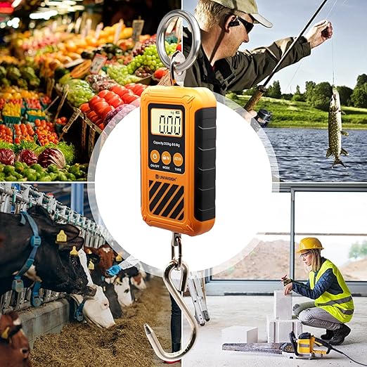 UNIWEIGH Digital Hanging Scale,Mini Crane Scale 300kg/660lb,Postal Luggage Scale with LCD Display,Portable Handheld and Large Hook,Deer Scale with Hold &Tare Function for Garage Farms Hunting Fishing